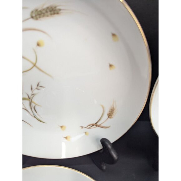 Yamaka China Autumn Pride 7 1/2"  Coupe Soup Bowls 22K Gold Trim Set of 4 - Picture 4 of 11